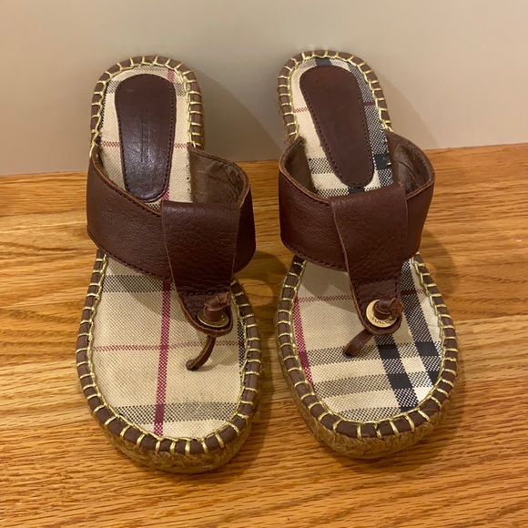 Burberry Espadrille Wedge Sandals Size 7 - Picture 1 of 14